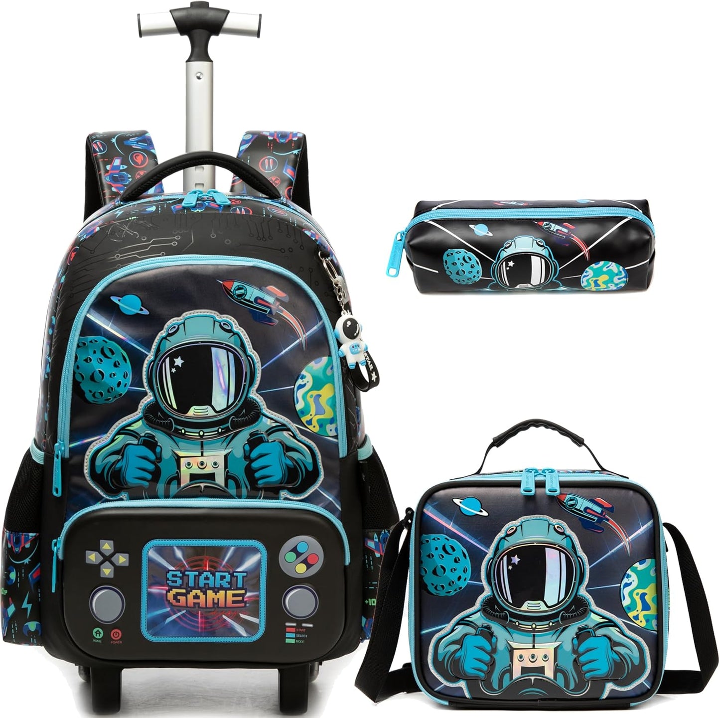 Set de Mochila con rueda 16.5 pulgadas, 3 piezas