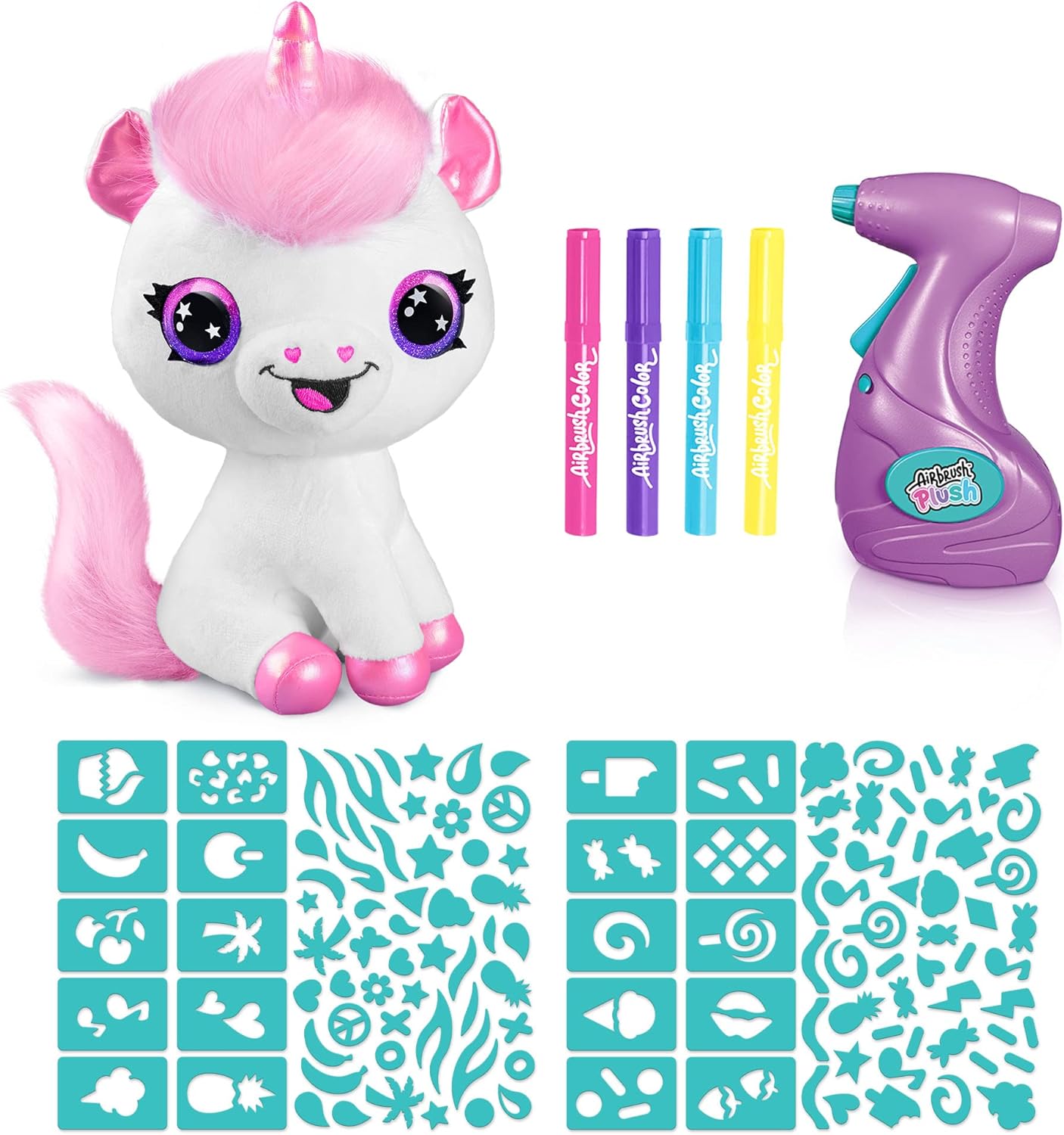 Canal Toys Personaliza el unicornio rosa grande de peluche con aerógrafo. Decora, lava, repite.