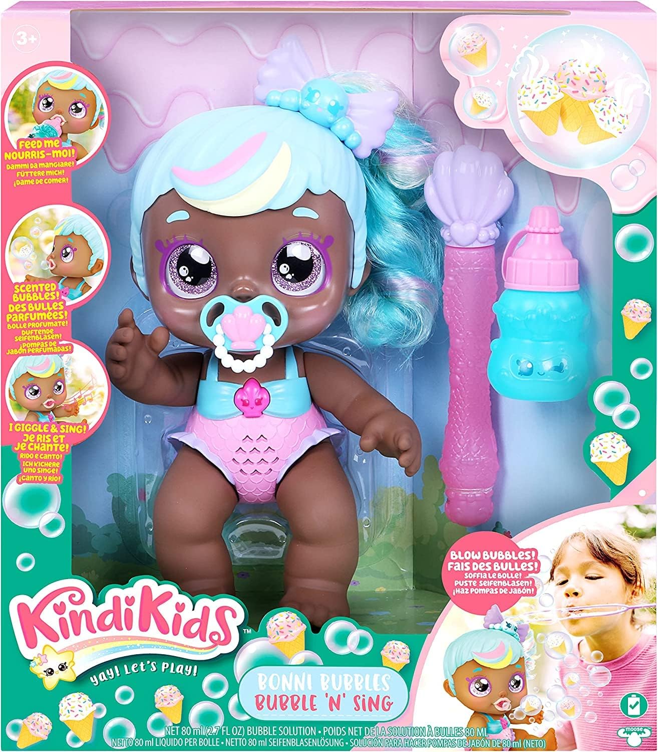 Kindi Kids Muñeca electrónica de 6.5" y 2 accesorios - Bonni Bubbles Bubble