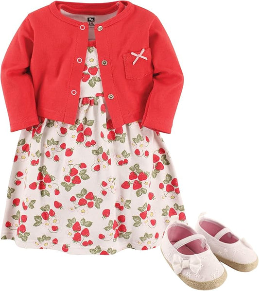 Hudson Baby Conjunto de vestido, cárdigan y zapatos