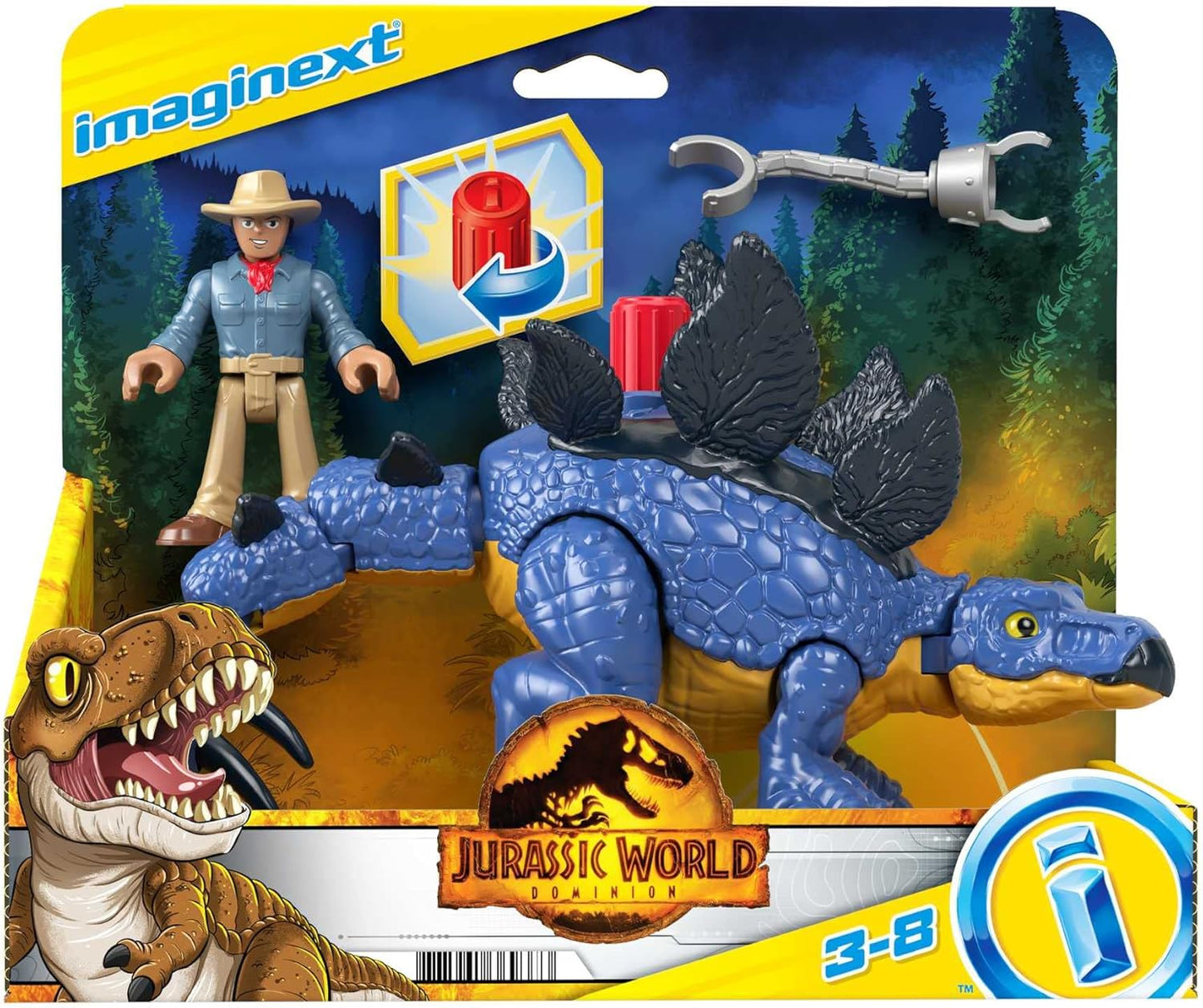 Fisher-Price Imaginext Jurassic World - Juego de figuras de dinosaurio de Estegosaurio y Dr. Alan Grant