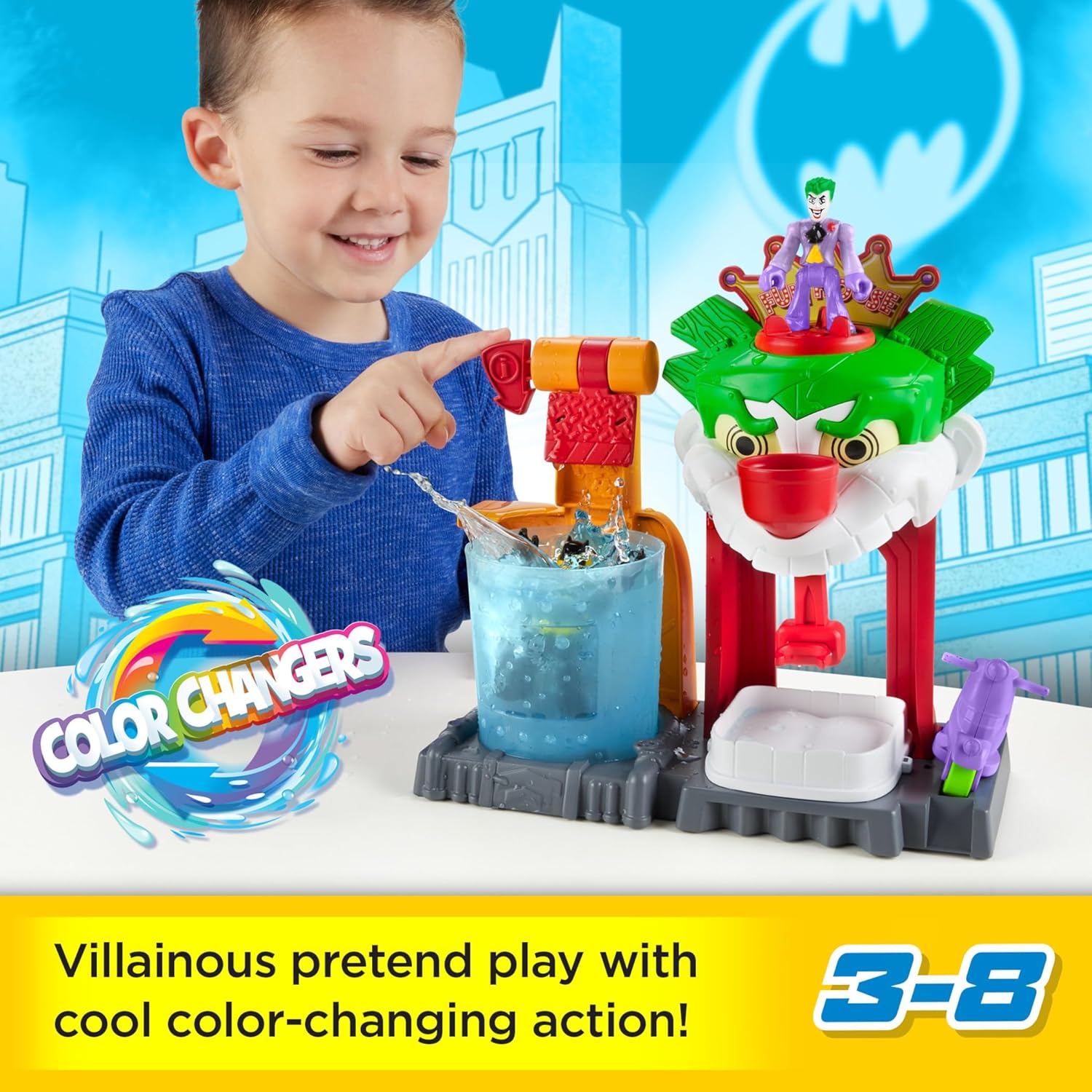 Fisher-Price Imaginext DC Super Friends Batman Toy Cambiadores de color The Joker Funhouse Playset