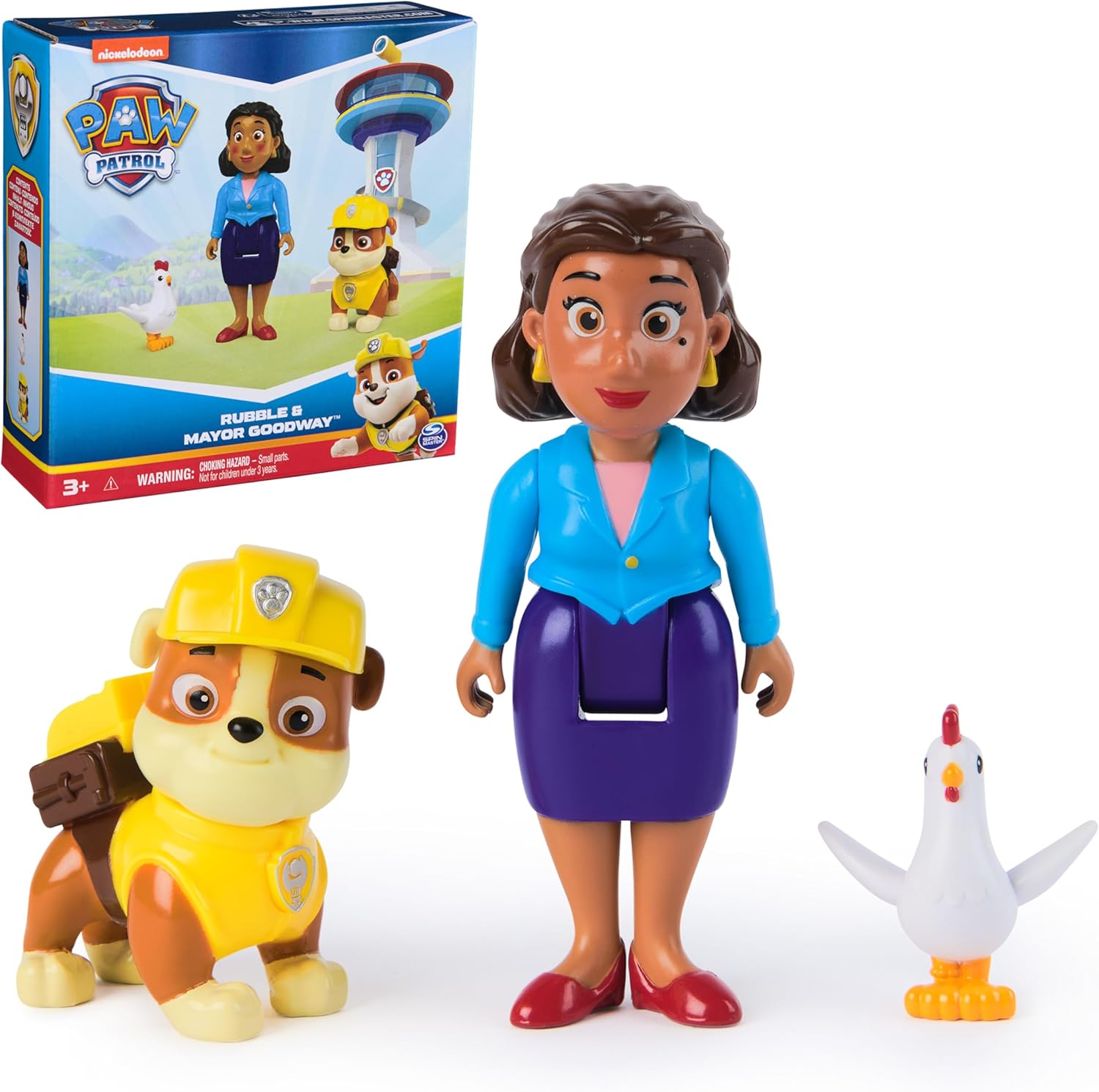 Paw Patrol Figuras de Rubble, Mayor Goodway y Chickaletta