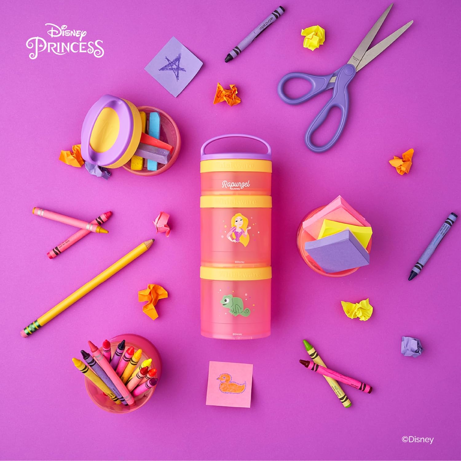 Whiskware Disney Princess - Recipientes apilables para aperitivos, Rapunzel y Pascal