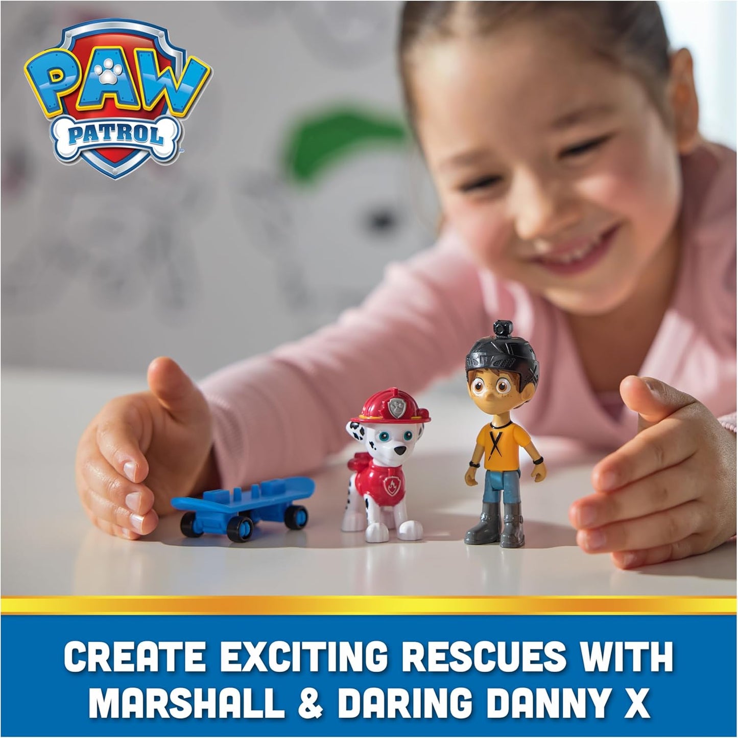 Paw Patrol Marshall & Daring Danny X - Juego de figuras con patineta