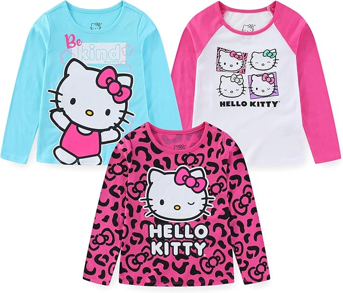 Hello Kitty Sanrio - Paquete de 3 camisetas de manga larga