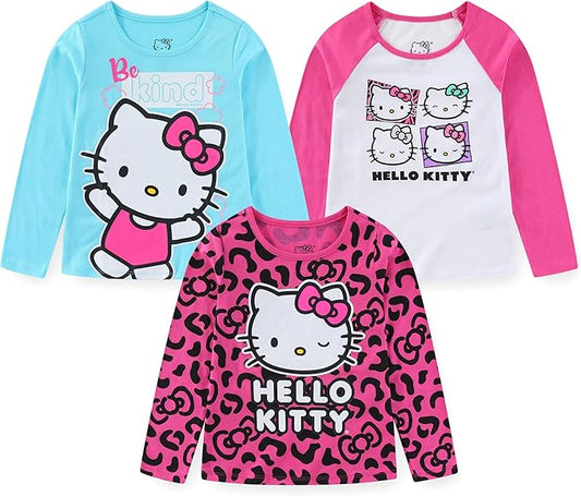 Hello Kitty Sanrio - Paquete de 3 camisetas de manga larga