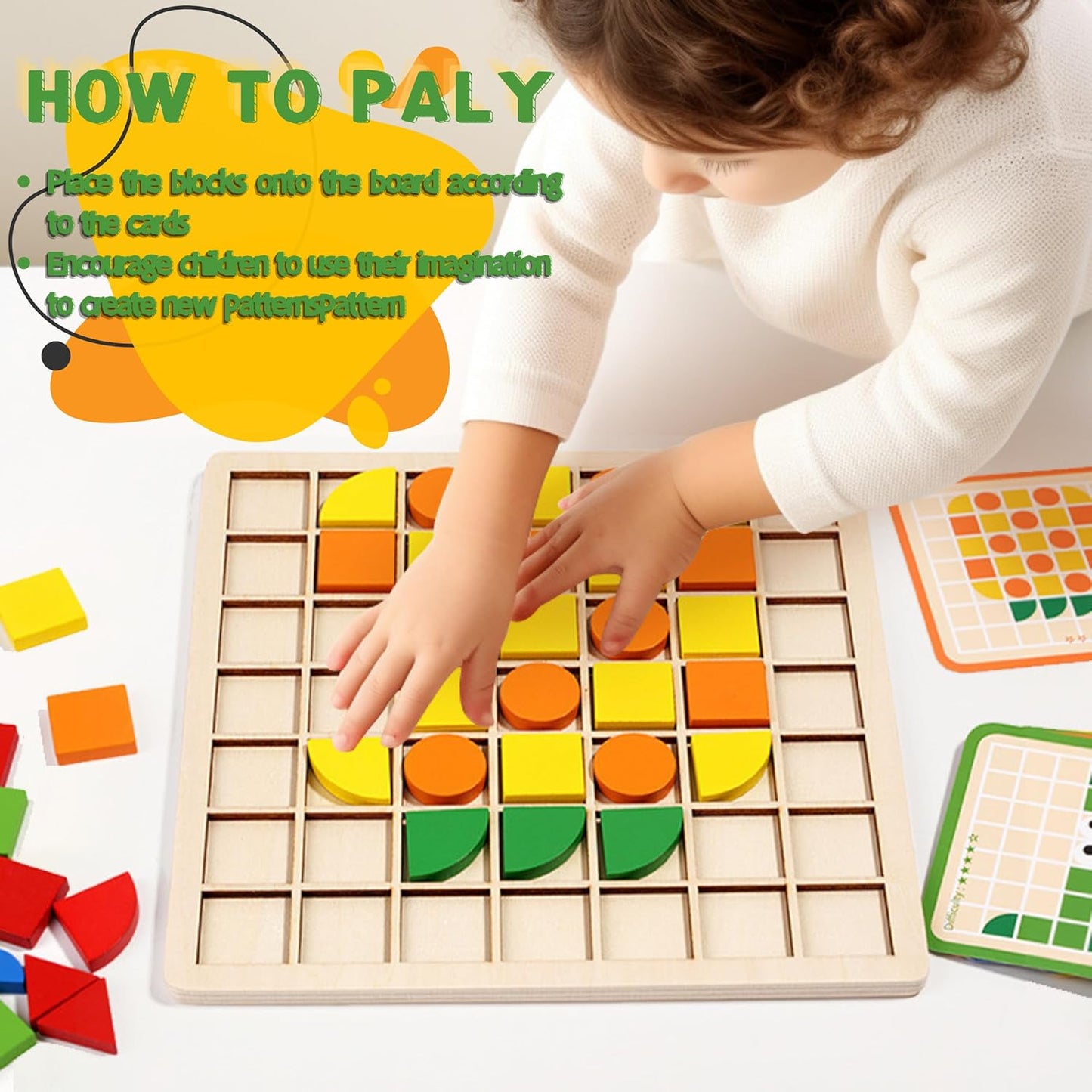 Rompecabezas de bloques de madera con forma de mosaico