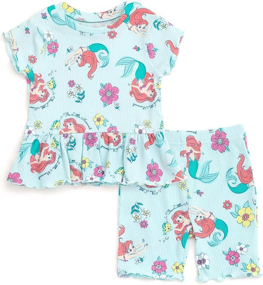 Disney Conjunto de camiseta peplum acanalada