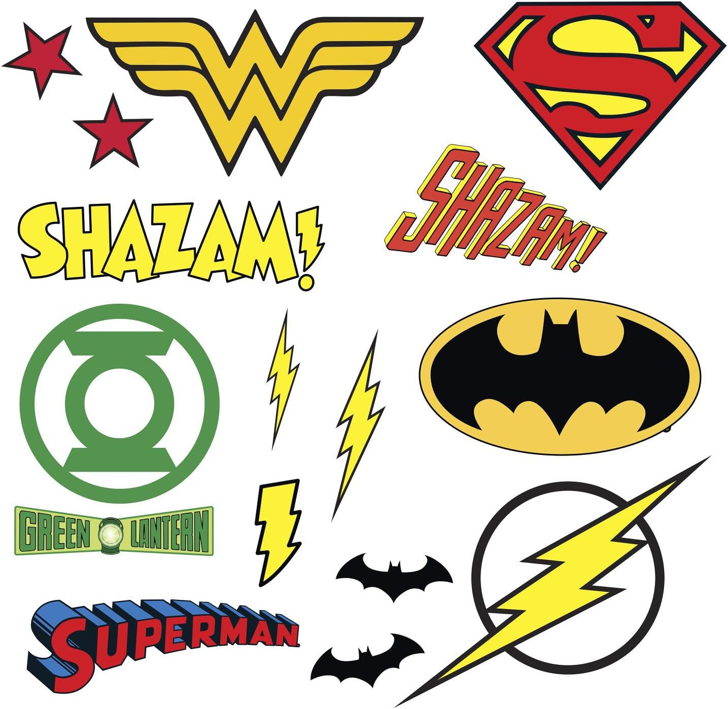 DC Superhero Logos - Calcomanías de pared para despegar y pegar