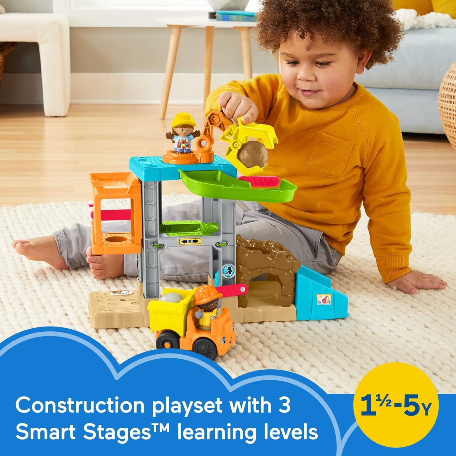 Fisher-Price Little People - Juguete de aprendizaje para niños pequeños, juego de construcción con camión volquete