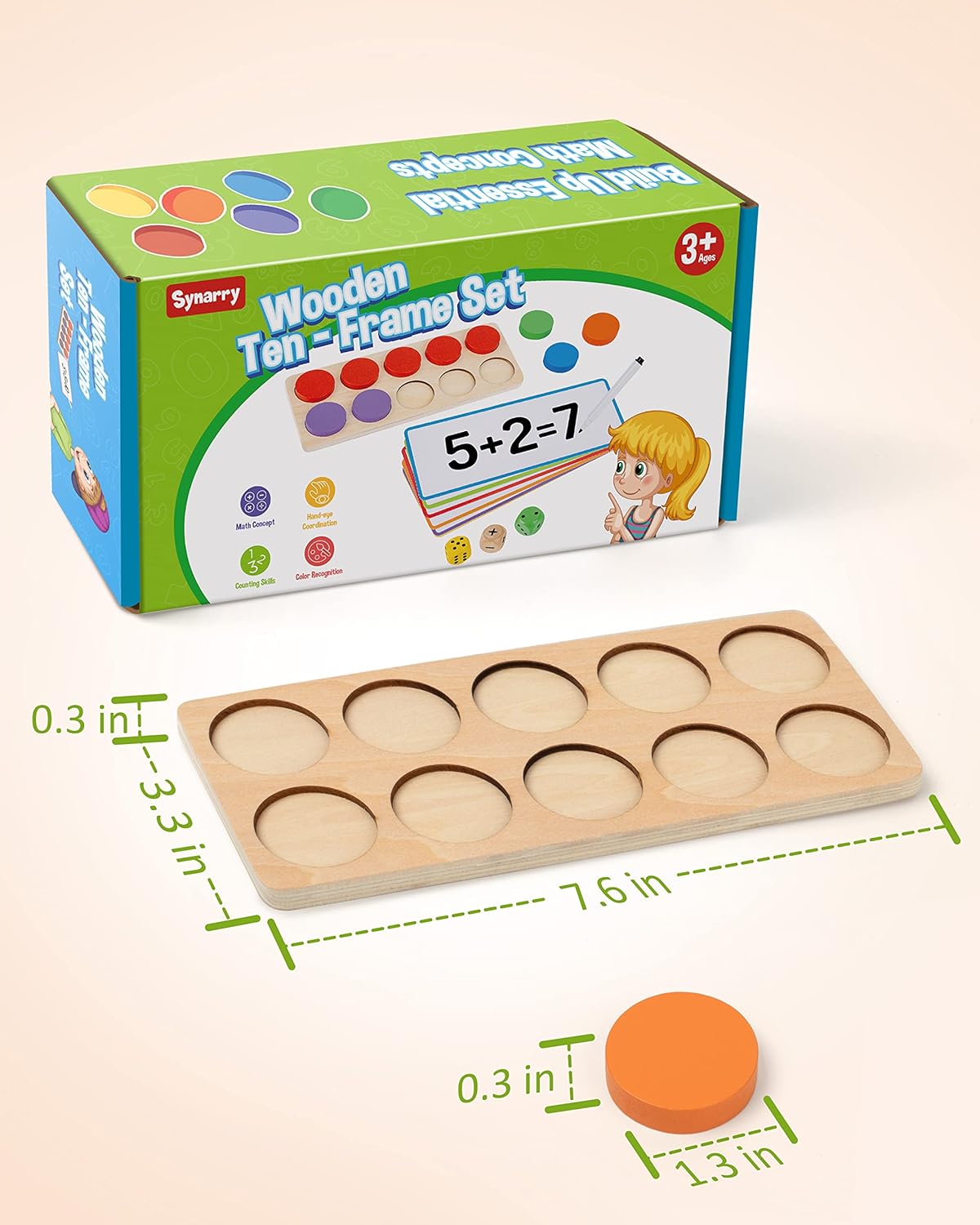 Juego de 10 marcos de madera manipuladores matemáticos