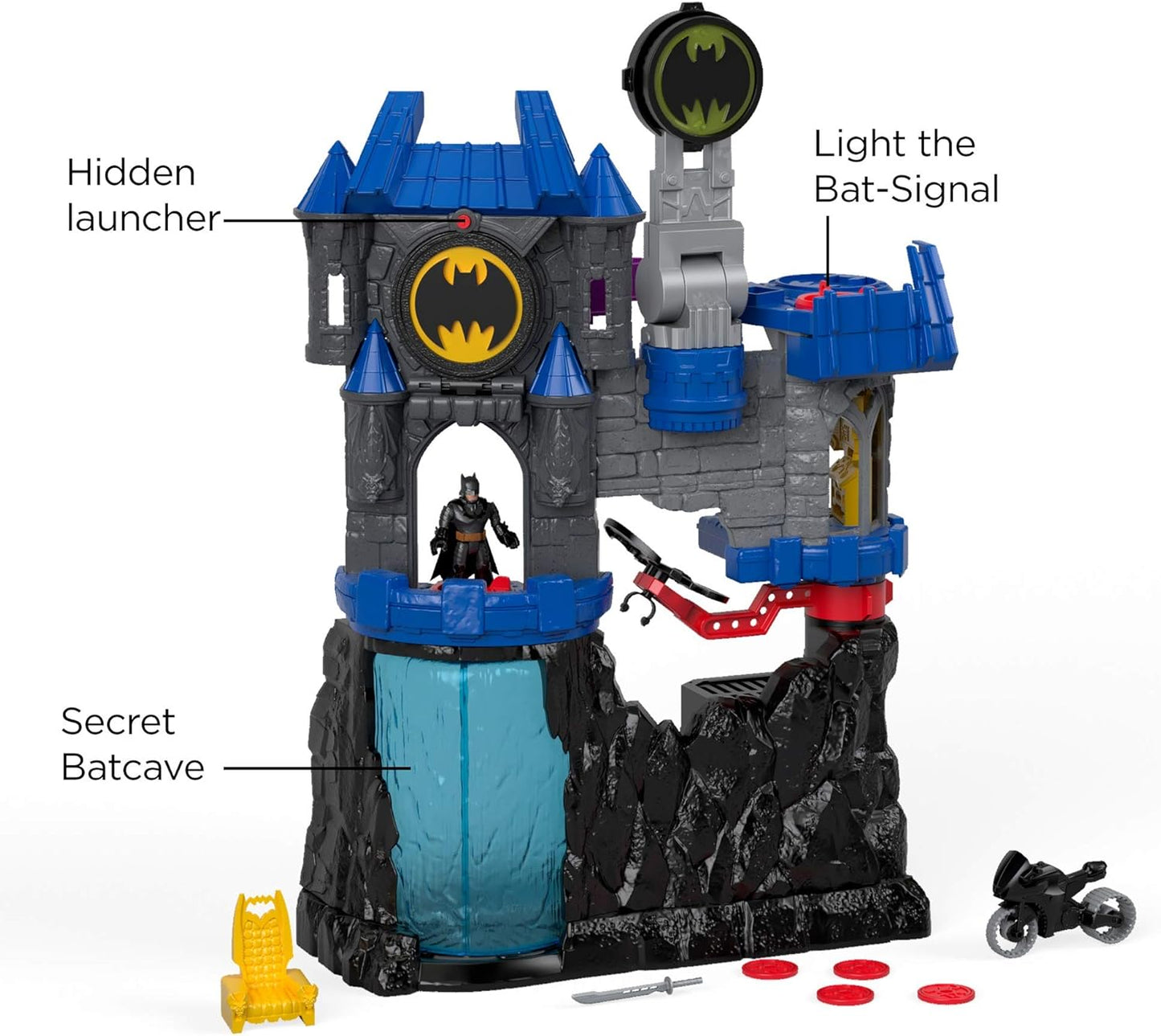 Fisher-Price Imaginext DC Super Friends - Juego de baticueva de Wayne Manor con figura de Batman y accesorios