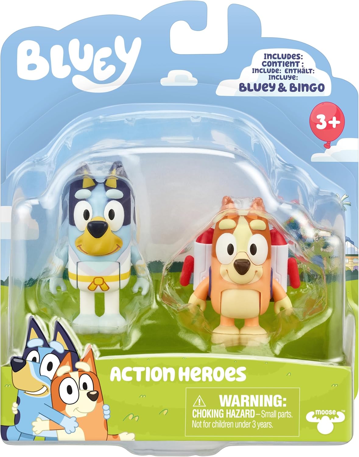 Bluey Figuras de 2 paquetes, héroes de acción