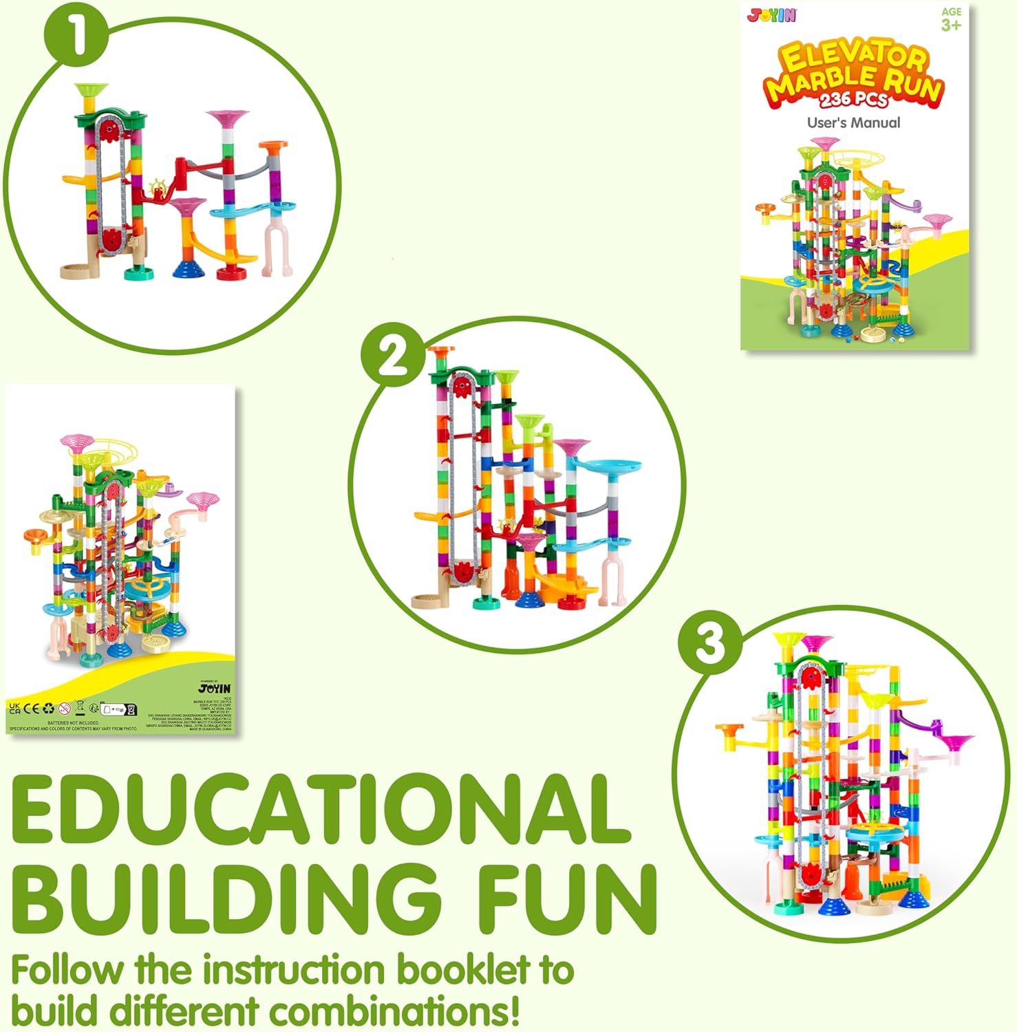 bloques de construcción de juguetes con 30 canicas de plástico que brillan en la oscuridad, regalos STEM para niños y niñas