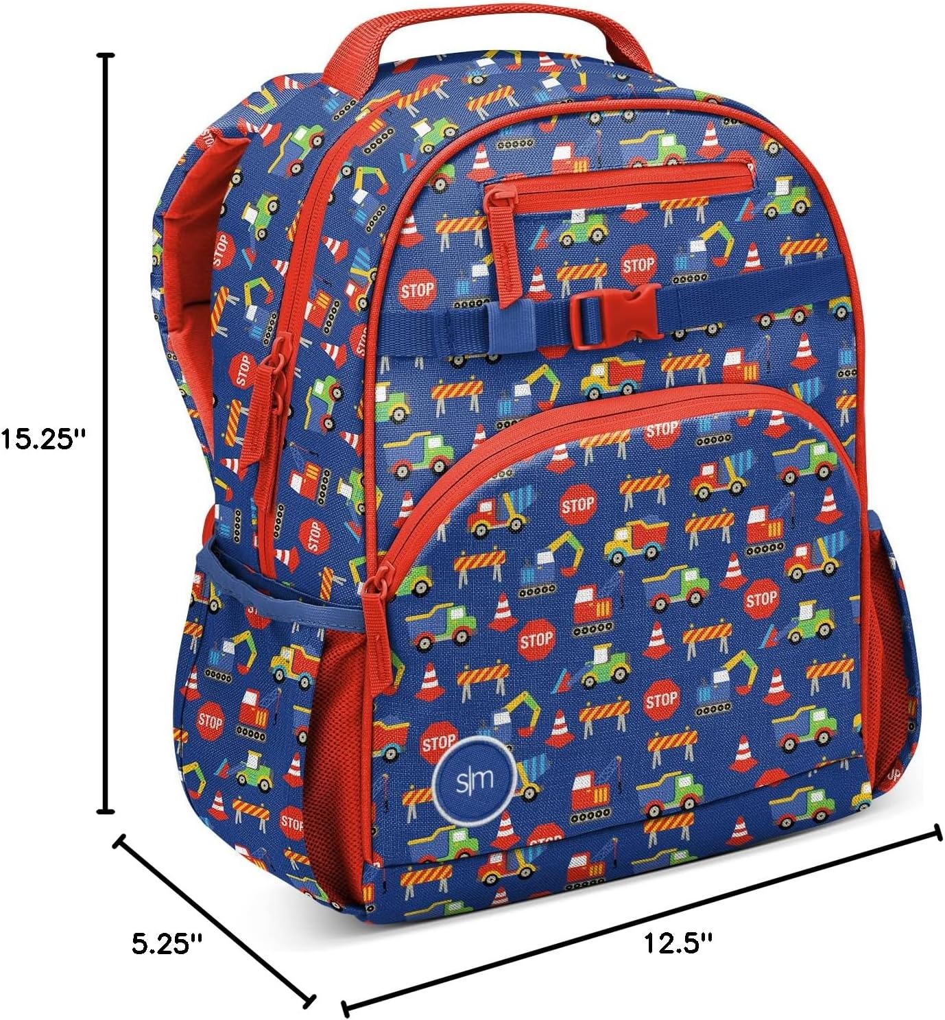 Simple Modern Fletcher - Mochila para niños Camiones 15" Pulgadas 