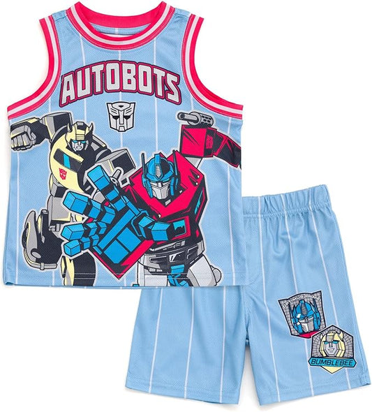 Transformers Conjunto de camiseta sin mangas de malla atlética y pantalones cortos