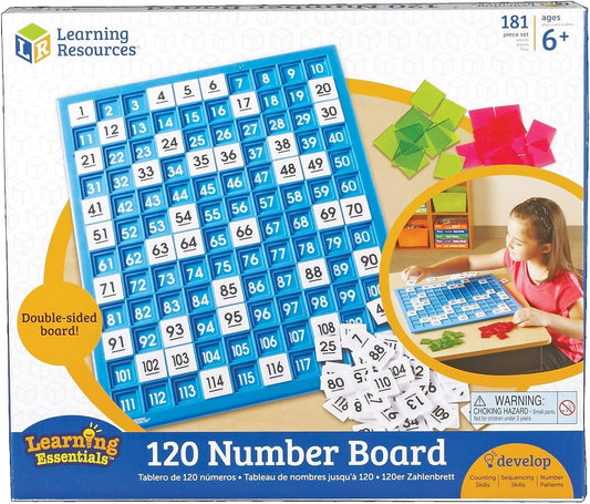 Learning Resources Tablero con 120 números, 181 piezas