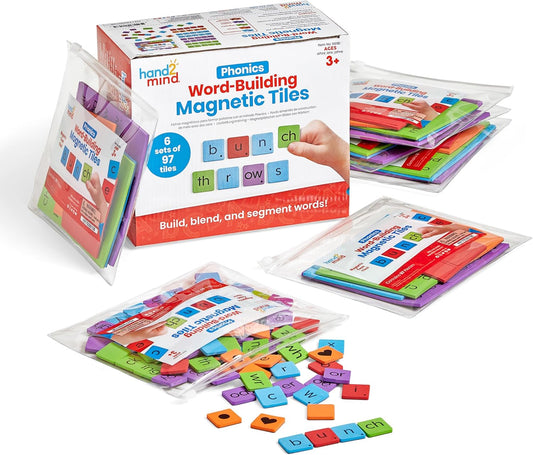 hand2mind Phonics - Azulejos magnéticos de letras para construcción de palabras (Para 6 Estudiantes)