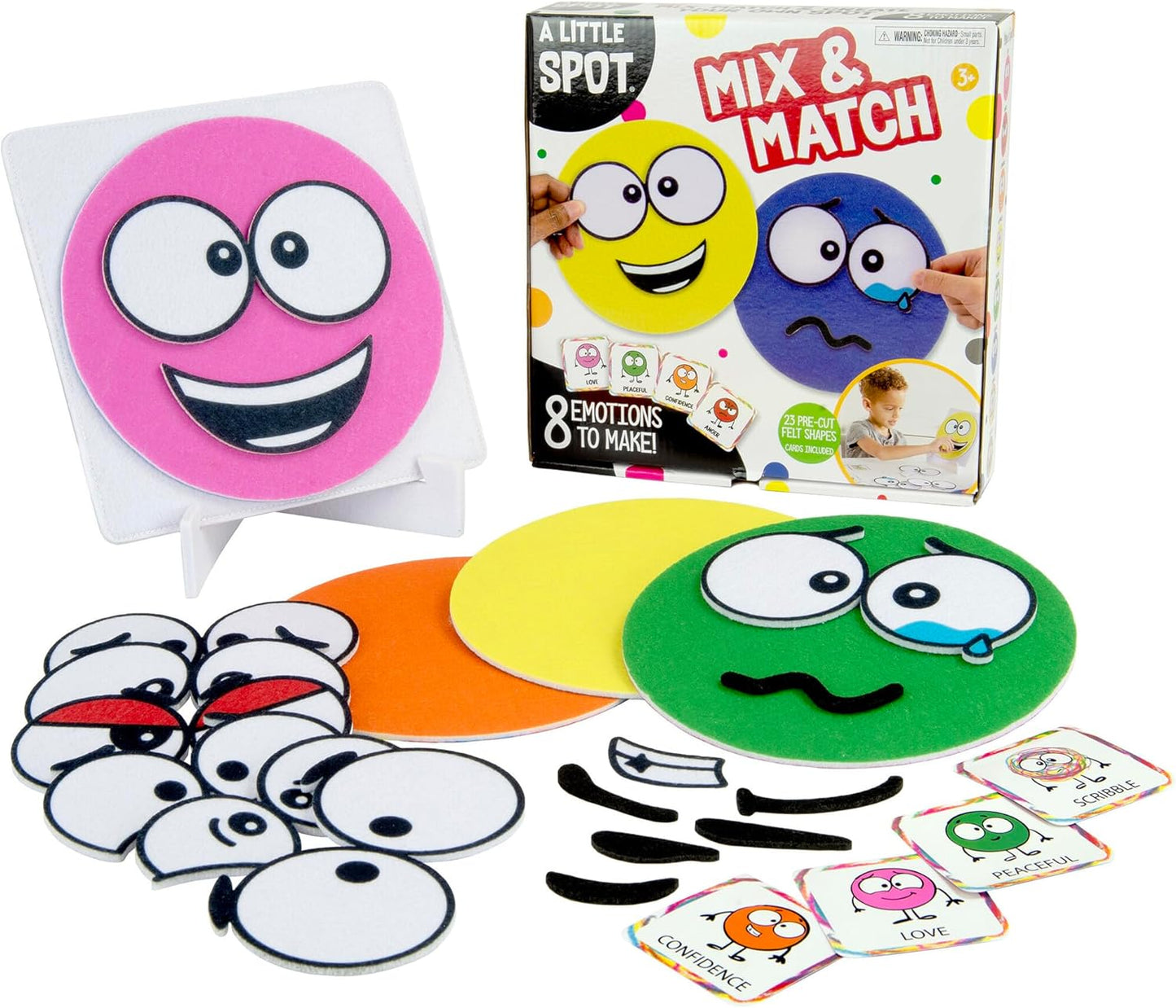 Kit de manualidades para niños, actividades de aprendizaje socioemocional, juego sensorial con puntos de emoción de fieltro suave, tarjetas de doble cara 