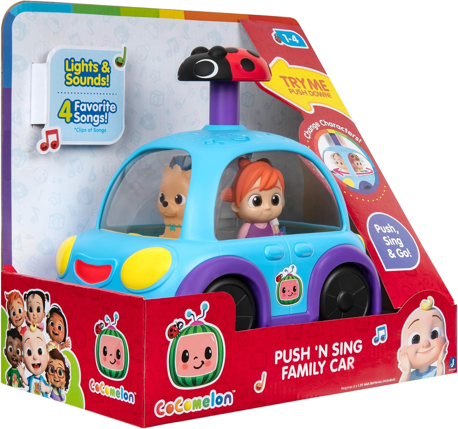 CoComelon Push 'N Sing - Coche familiar interactivo musical iluminado