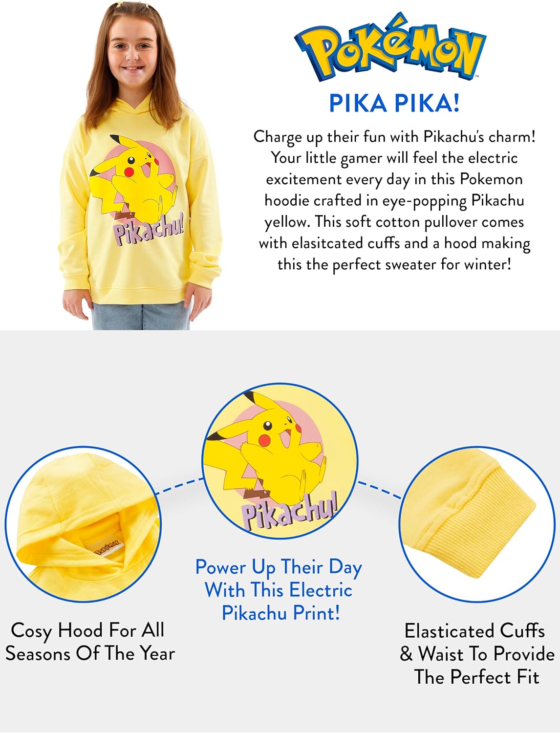 Pokemon Sudadera con capucha para niñas