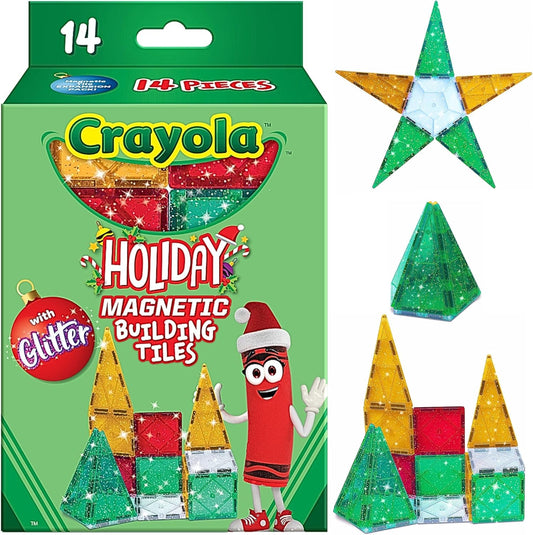 CreateOn Crayola - Azulejos magnéticos con purpurina navideña