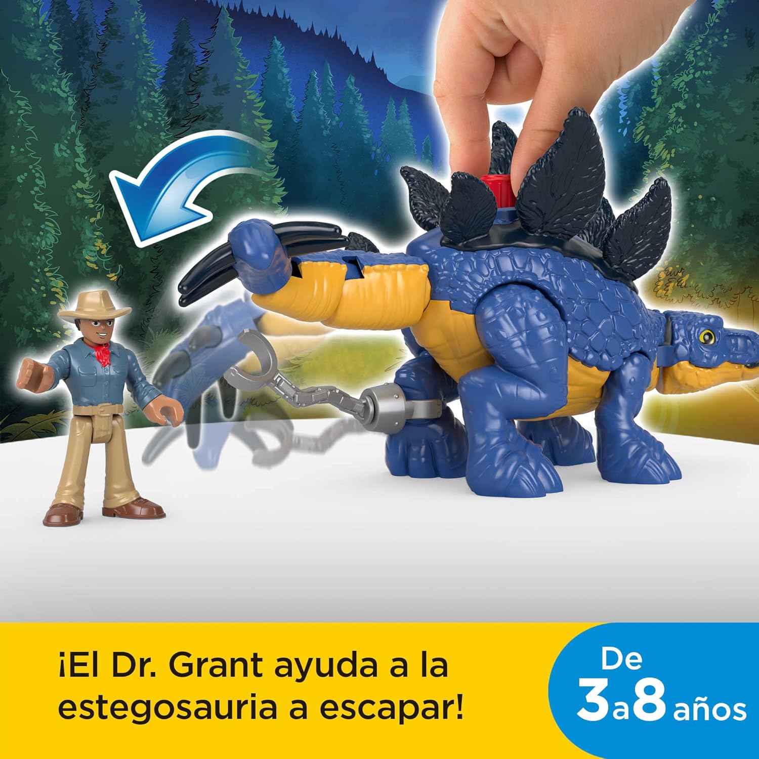 Fisher-Price Imaginext Jurassic World - Juego de figuras de dinosaurio de Estegosaurio y Dr. Alan Grant