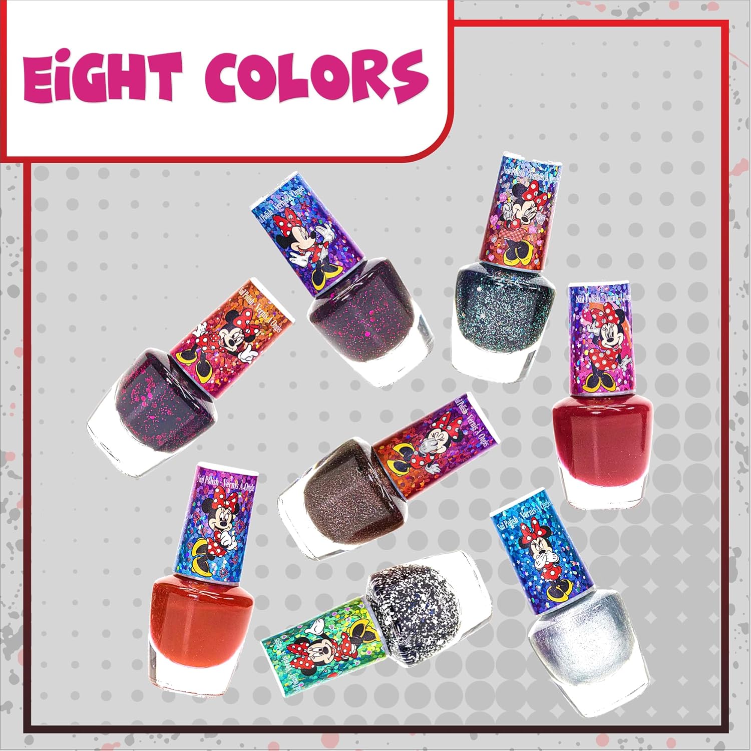 Juego de esmaltes de uñas seguros a base de agua de Minnie Mouse de Disney