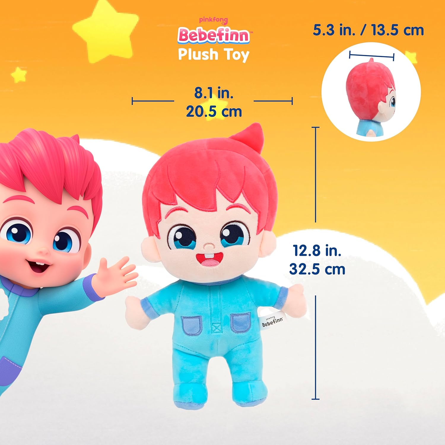 Pinkfong Peluche oficial de Bebefinn: muñeca interactiva de peluche Juguete Baby Shark