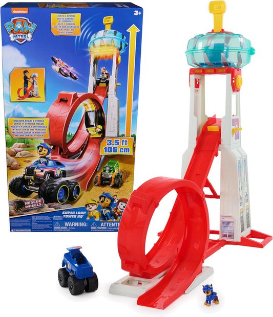 Paw Patrol con luz, sonido, lanzador de vehículos, figura de acción de Chase y camión de juguete