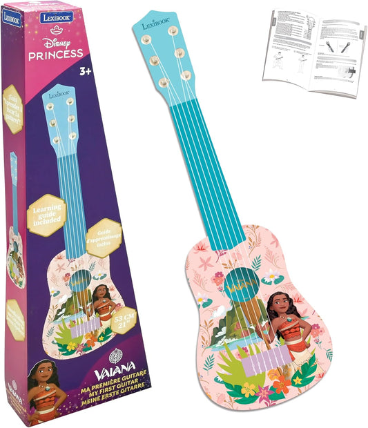 Lexibook, Disney Moana, Mi primera guitarra para niños, 6 cuerdas de nailon, 20.9 in / 21 pulgadas