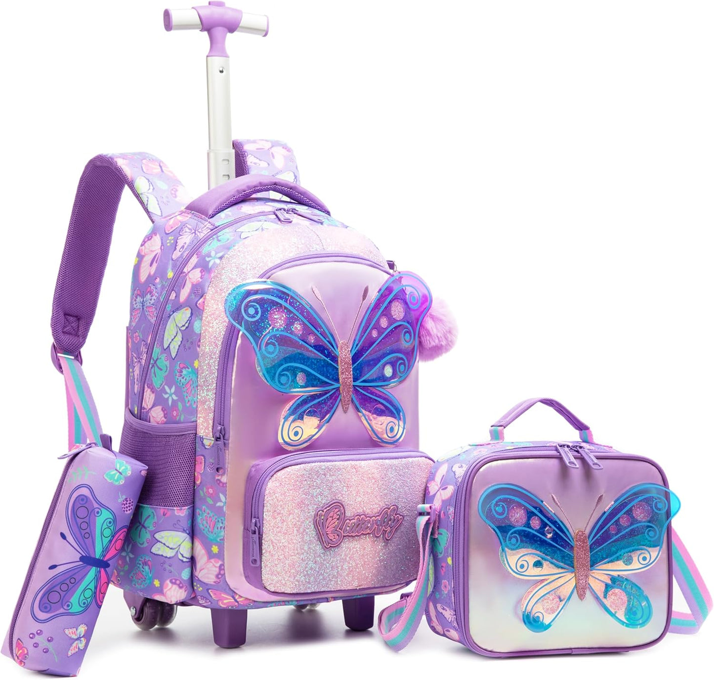 Set de Mochila con rueda 16.5 pulgadas, 3 piezas