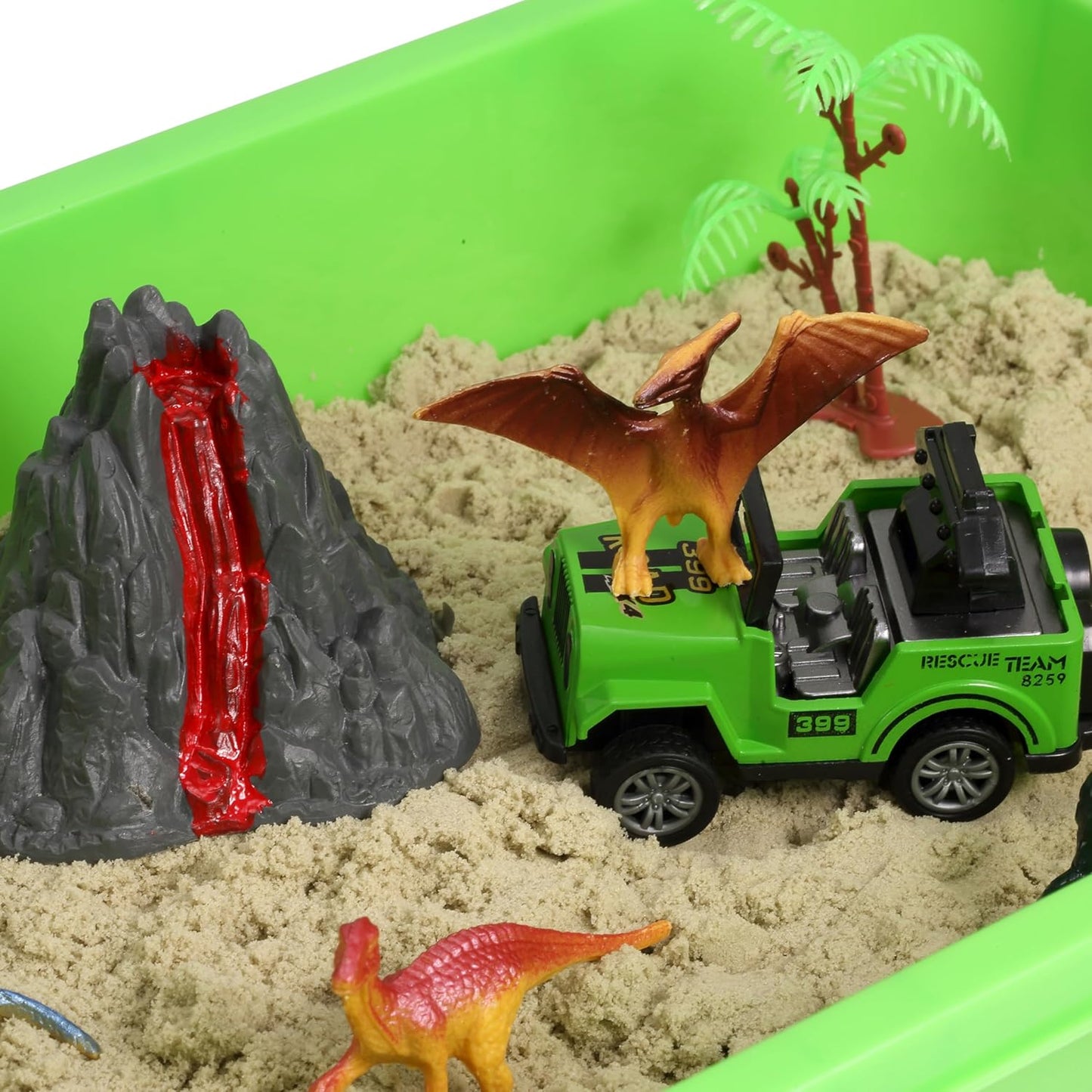 Cubo sensorial de dinosaurio, juguetes sensoriales de excavación de dinosaurios con arena de juego para niños y niñas, juguetes para niños, caja de arena