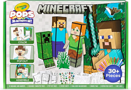 Crayola Minecraft, POPs 3D Kids Art Set, libro de colorear alternativo