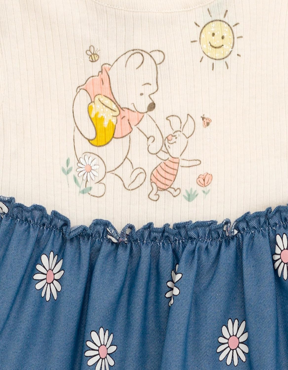 Disney Winnie The Pooh - Conjunto de vestido floral de cambray y cubierta de pañales