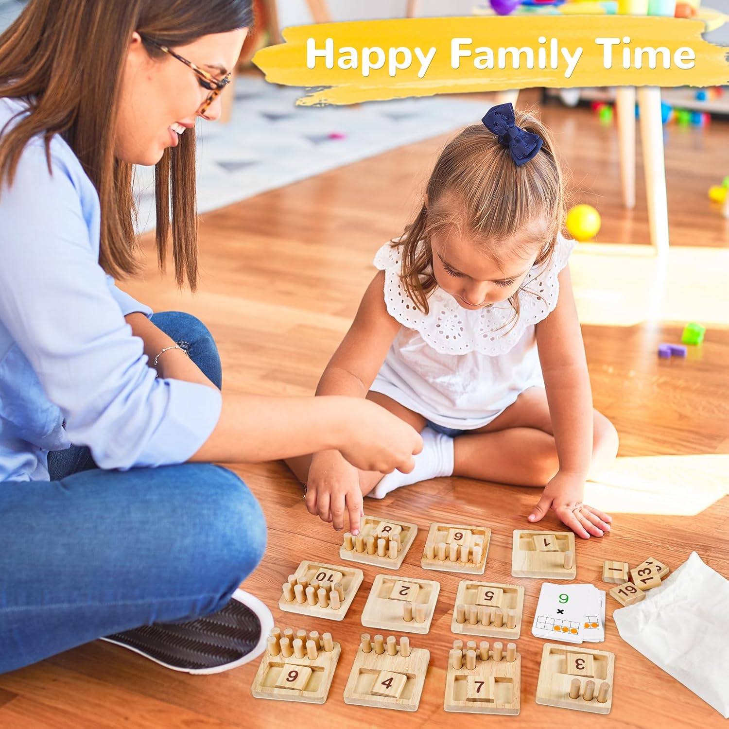 Montessori - Juguetes de madera para niños de 3 años de edad, manipuladores matemáticos y bloques de números para niños