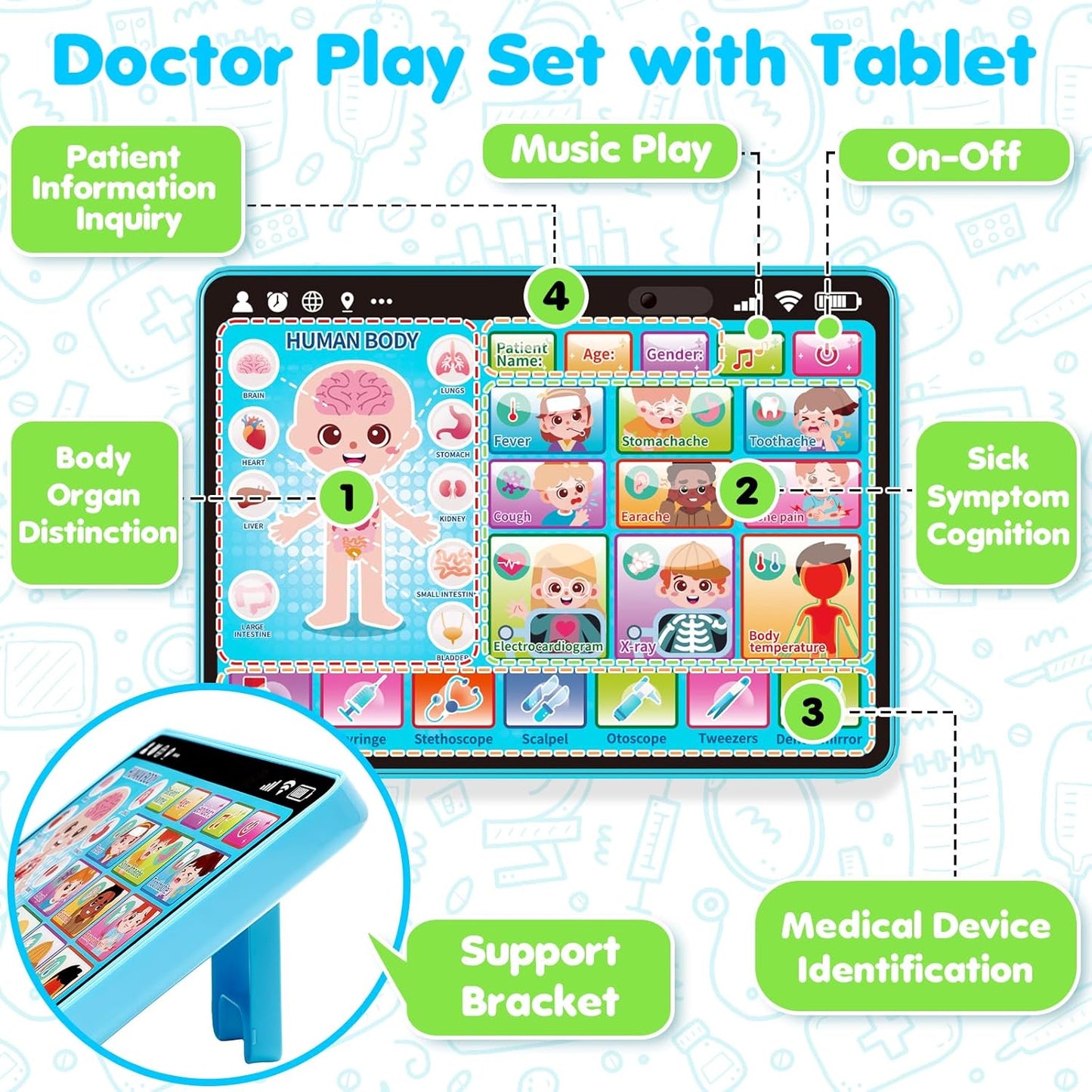 Kit de médico Tableta médica con música y sonido