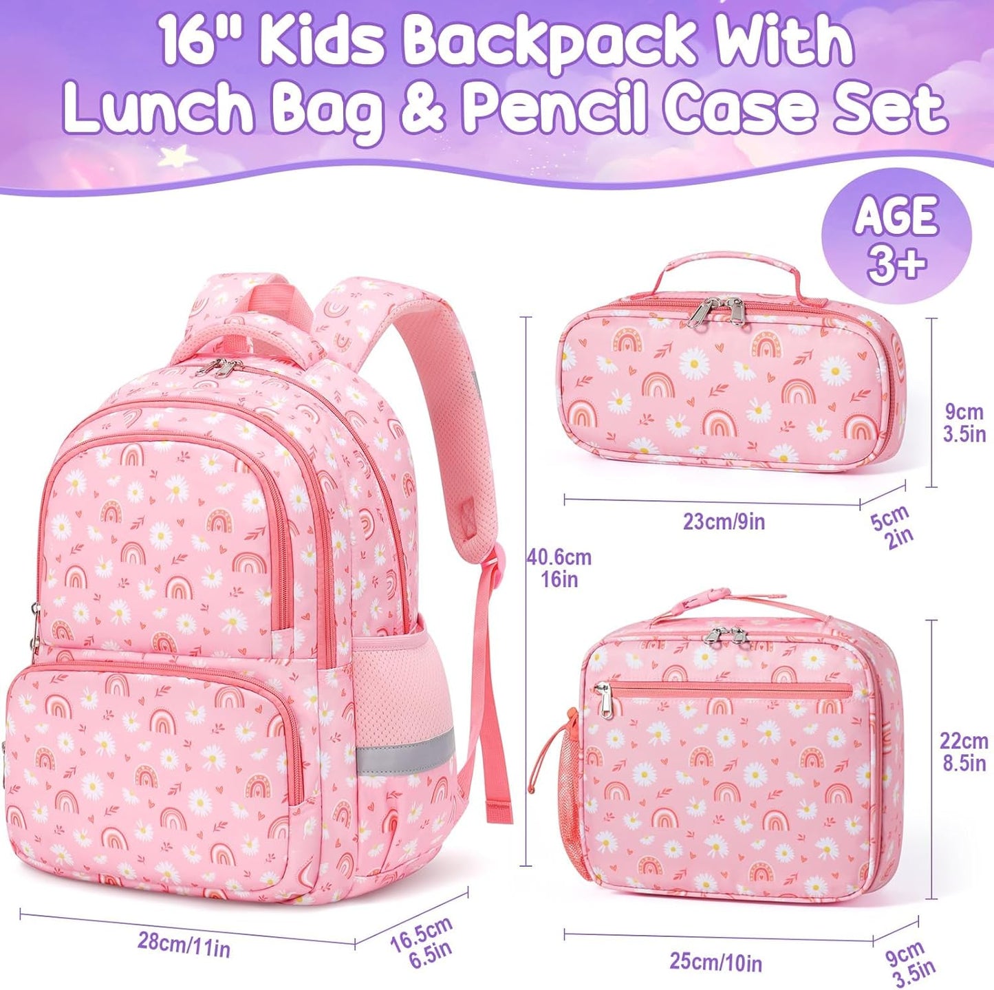 Fimibuke Mochila de 16 pulgadas  (Kit de mochila, lonchera y cartuchera)