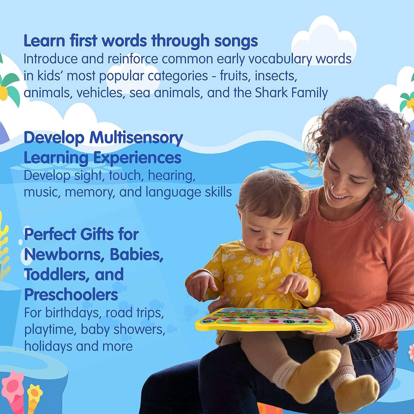 Learn Pad con folleto de letras, juguetes de tiburón bebé Juguete Baby Shark