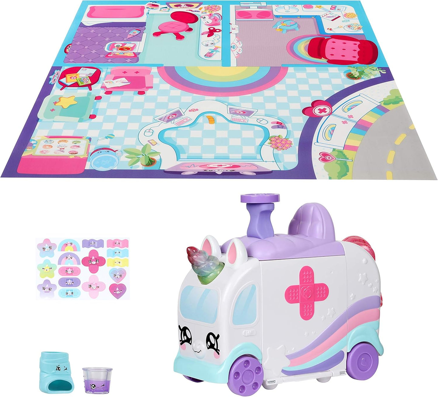 Kindi Kids Hospital Corner - Ambulancia Unicornio - Alfombra de juego incluida