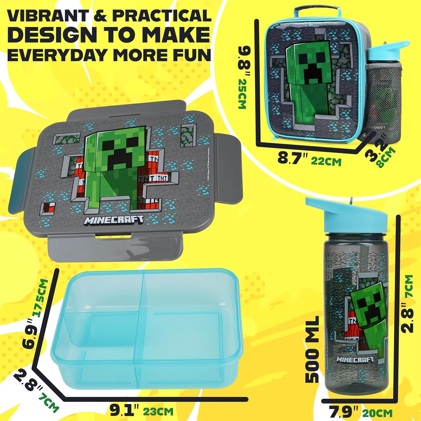 Juego combinado lonchera + botella + caja de aperitivos
