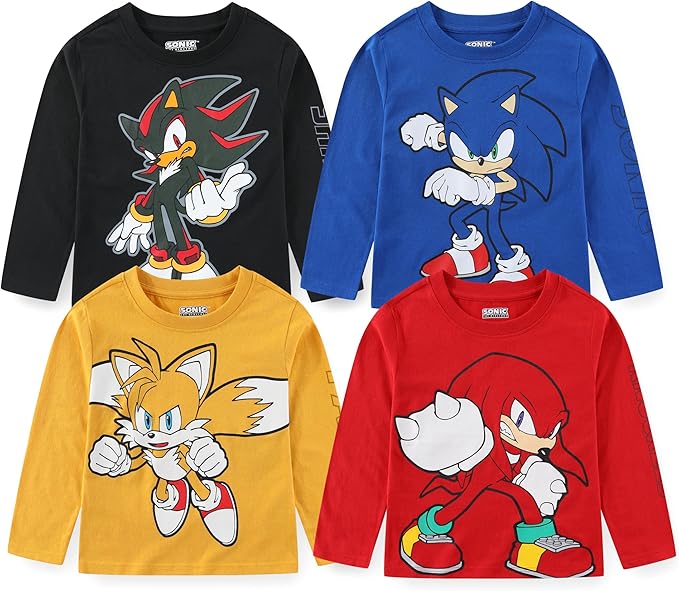 SEGA Sonic The Hedgehog - Paquete de 4 camisetas