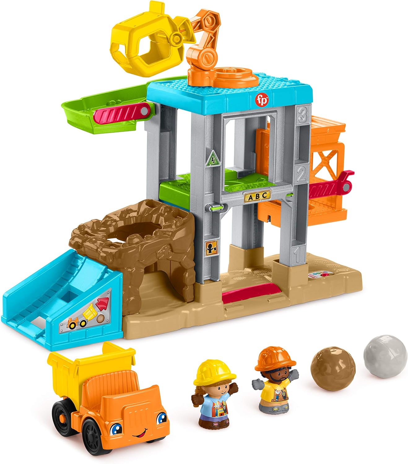 Fisher-Price Little People - Juguete de aprendizaje para niños pequeños, juego de construcción con camión volquete