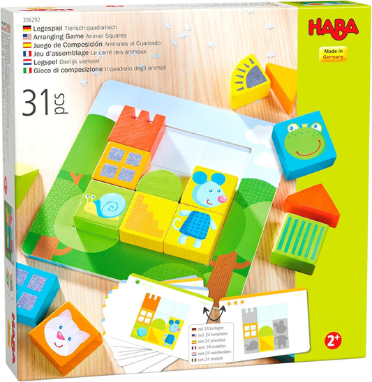 HABA Animal Squares - Rompecabezas de madera gruesa