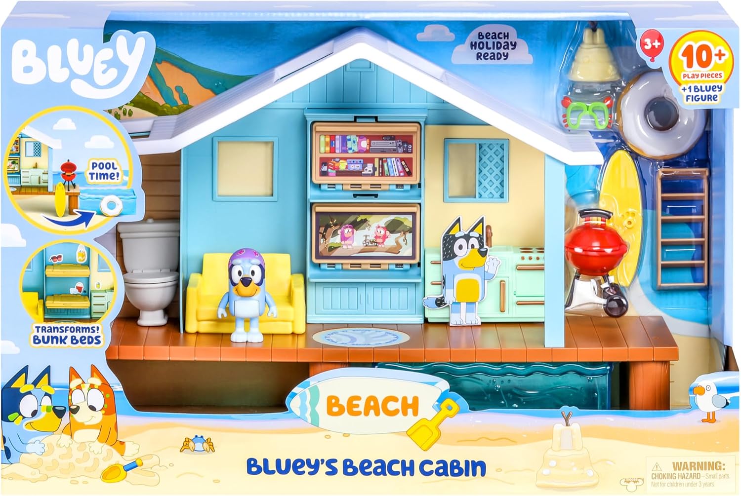 Bluey Juego de aventuras en la cabaña de playa