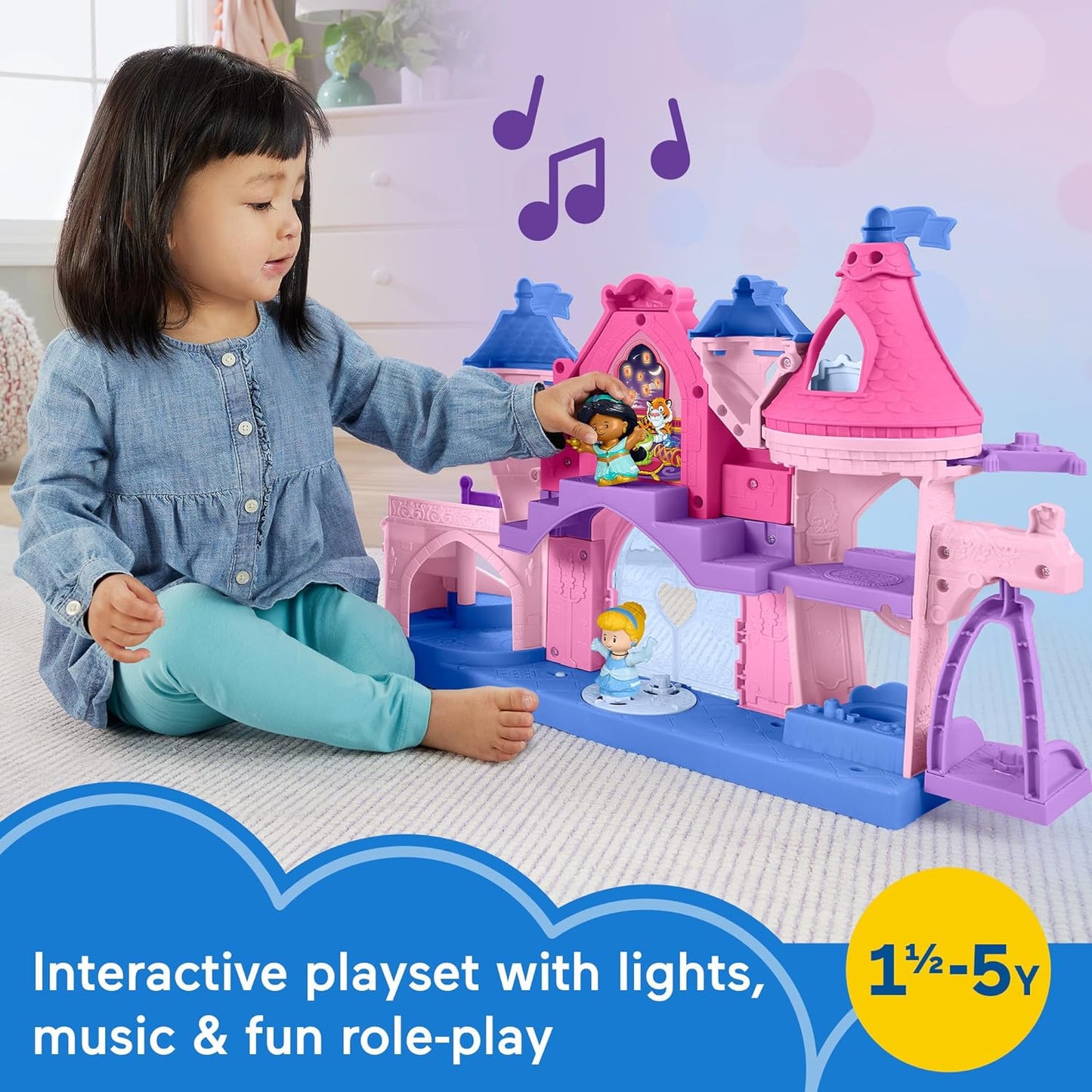 Fisher-Price Little People Disney 100 Princess Castillo mágico con música, luces y bailarín