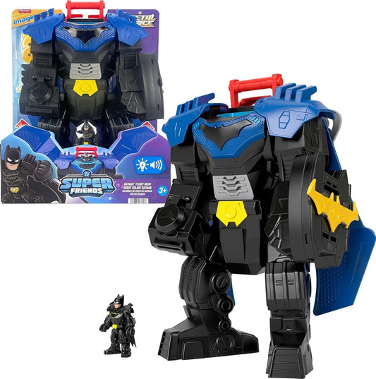 Fisher-Price Imaginext DC Super Friends, Batman Flight Mech con luces, movimiento de sonidos y figura de acción