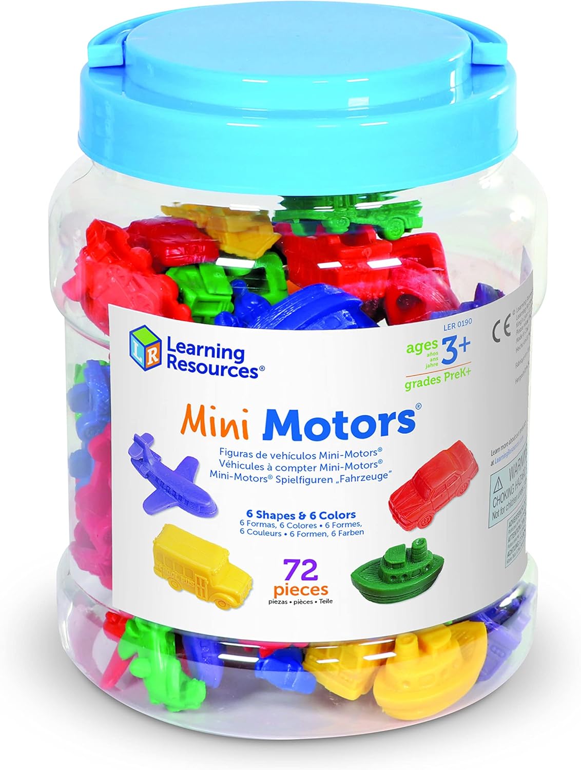 Learning Resources Mini Motors divertido juego para contar y clasificar, juego de 72 piezas