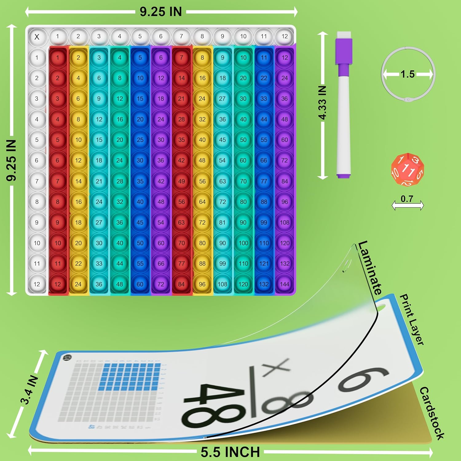 Multiplication Flash Cards + Multiplication Chart - Math Manipulatives Multiplication Fact Cards - Mutiplication Game Flashcards - Times Table Multiplication Flash Cards 3Rd Grade, 4Th, 5Th, 6Th Grade